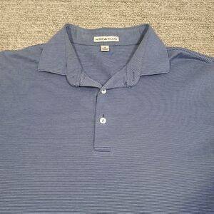 Peter Millar Polo Shirt Men's Medium Blue Micro Striped Golf Shirt